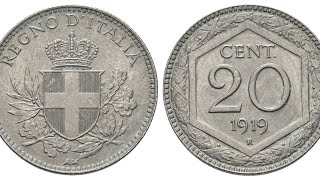 20 CENTESIMI 1919 ESAGONO. DESCRIZIONE E VALORE