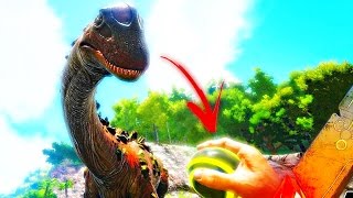 ARK MODDED - POKEMON GO IN ARK, TITANOSAUR IN POKEBALL ( ARK Pocket Cages V2 Mod Gameplay )