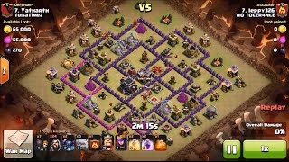 Town hall 9 clan war three star attack with Golem Wizard Pekka (GoWiPe) - clash of clans war attack