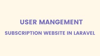 User Management System : Subscription Website in Laravel 5.5