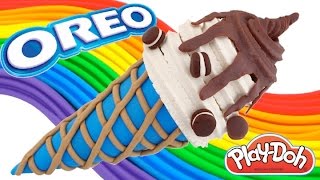 Play-Doh How to Make a Waffle Cone with Ice Cream & Rainbow Oreos * RainbowLearning