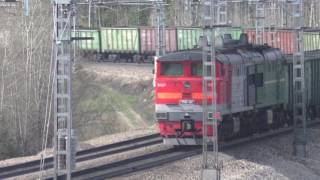 ЛОКОМОТИВ ВЛ80-1616 В СЦЕПКЕ С ПОЛУВАГОНАМИ И ТЕПЛОВОЗ 2ТЭ10У-0337