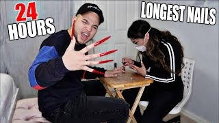*BOYFRIEND* WEARING LONG ACRYLIC NAILS FOR 24 HOURS!!