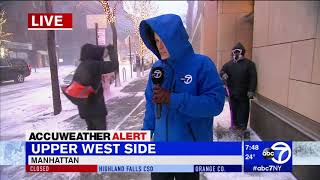 Wind picking up throughout New York CIty during winter storm