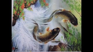 Вышивка"Выпрыгивающие карпы" и нитки из Китая.