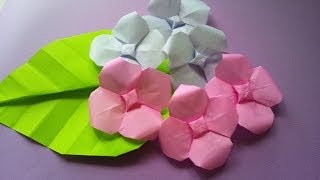 折り紙  「あじさい」の折り方    How to make origami hydrangea