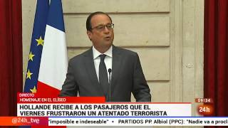 Hollande impone la Legión de Honor a los soldados que detuvieron al terrorista del Thalys