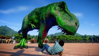 Tyrannosaurus Rex vs Spinosaurus Breakout & Fight - Jurassic World Evolution Dinosaurs Fighting