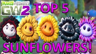 TOP 5 SUNFLOWERS - Plants vs Zombies Garden Warfare 2 "TOP 5 CHARACTERS"