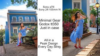 Sony a7lll Sony 24-105mm f4: Minimal Gear Godox tt350 just in case.