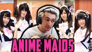 xQc Reacts to I spent a day with ANIME CAFE MAIDS by AnthonyPadilla | with Chat!