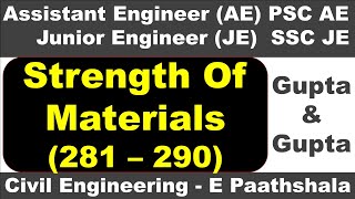 Strength of materials / SOM (281 to 290) - Gupta and gupta | sscje civil engineering | civil mcq que