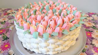 Торт Корзинка С Цветами // Tort Bezatish Jarayoni // Cake Decorations / Flowers Basket Cake