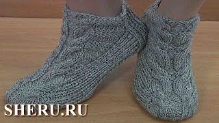 Теплые носки спицами без швов Урок 150