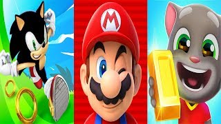 Sonic Dash SHADOW VS Super Mario Run VS Talking Tom Gold Run