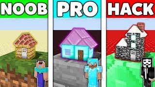 Minecraft Battle: NOOB vs PRO vs HACKER : HOUSE IN ONE BLOCK Challenge in Minecraft Animation