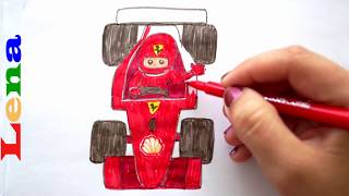 Ferrari Fahrer zeichnen - How to draw a Ferrari driver -  как нарисовать феррари водителя