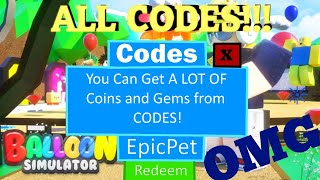 Balloon Simulator Codes 2019!!! - Roblox