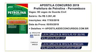 Apostila Concurso Prefeitura de Petrolina 2019 PDF e Impressa Guarda Civil