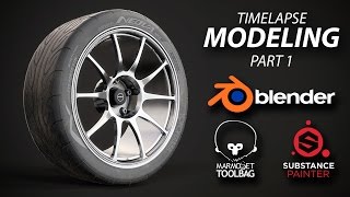 Blender - Midpoly wheel modeling and texturing timelapse [Part 1]
