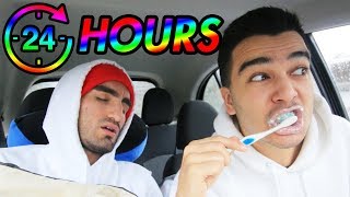 We Spent 24 HOURS In My Car! (NOT CLICKBAIT) Overnight Car Fort Challenge