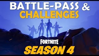 ALL SEASON 4 BATTLE PASS SKINS & CHALLENGE REWARDS - (Fortnite Battle Royale)