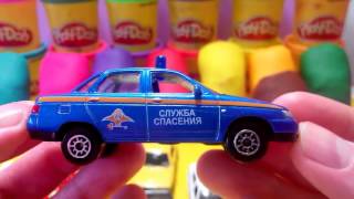 Toy cars are hidden in Play Doh