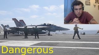 Reacting to the  U.S. Navy Flight Deck