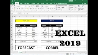 MS Excel Formula Hindi || Correl and Forecast || Excel 2019