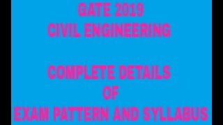 GATE 2019 EXAM PATTERN AND SYLLABUS