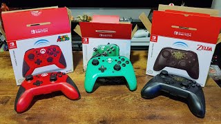 Unboxing: 2 Wireless Horipad (HORI) + 1 Faceoff wired Pro Controller (pdp) Nintendo Switch Controls
