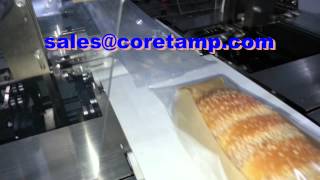 Automatic burger buns packaging machine in flow pack, toast bread packaging machine