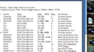 FCE Final Cut Express - Codec Test: 1080, 720, AIC, Quick Time, DVCPRO, JPEG, MPEG, PNG, AVCHD