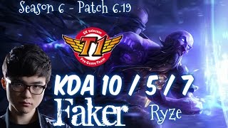 SKT T1 Faker RYZE vs SYNDRA Mid - Patch 6.19 NA Ranked | League of Legends