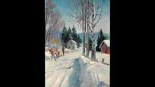 Зимний пейзаж Видео урок масляной живописи