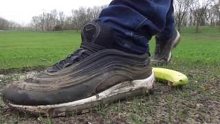 Muddy Nike Air Max 97 food stomp, trample bananas