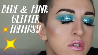 BLUE & PINK GLITTER FANTASY TUTORIAL || MAX'S LOOK