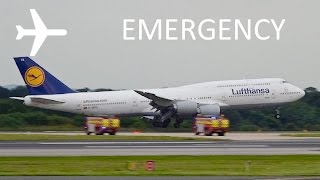 *EMERGENCY* Lufthansa B747-8 Emergency Landing Runway 23L at Manchester Airport