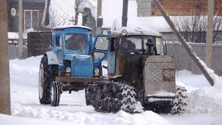 Soviet tractors DT-75m and T-40M /// ДТ-75М Казахстан дергает Т-40М