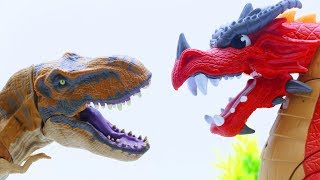 Spiderman Toys Team Are In Danger | Dragon vs T-rex | Toys Play Time