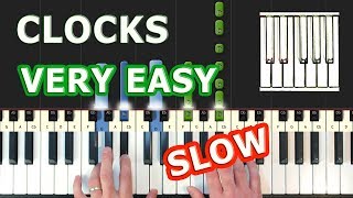 Coldplay - Clocks - VERY EASY SLOW - Piano Tutorial - How To Play (Synthesia)