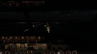 Cockpit Boeing 737-500 Night Landing San Francisco - Aerofly FS 2