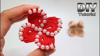 DIY - Kanzashi Flower Satin ribbon Galaxy | Handmade brooch