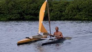 Sail Test on Homemade Modular Double Kayak