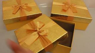 Подарочные коробки набор из 3шт  Квадрат Золото  26х26х11см Артикул 12872 2
