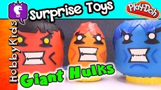 GIANT Play-Doh HULK Egg! Surprise Toys Minions Legos Minecraft Imaginext TMNT By HobbyKidsTV