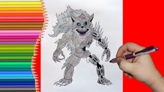 How to draw Twisted Wolf, FNaF, Как нарисовать Твистед Волка, ФНаФ