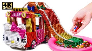 DIY How To Make Hello Kitty Bus With Inflatable Ball Pit Pool From Magnetic Balls | Magnet World 4K