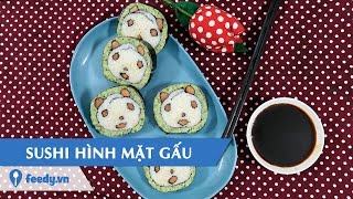 Hướng dẫn cách làm Sushi hình mặt gấu - Panda sushi recipe với #Feedy