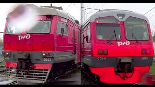Выезд ЭД2Т-0043/ЭД4М-0008 из депо ТЧЭ-3 "Перерва" + приветливый помощник:-)